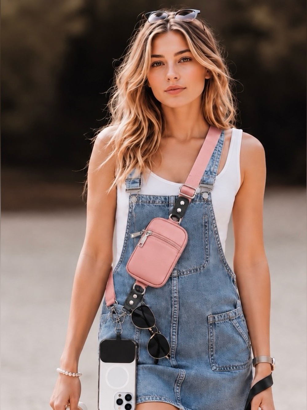 Pink Phone Crossbody Bag Set – Cell Phone Holder with Mini Wallet